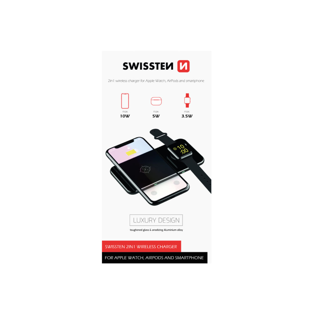Carregador Wireless (2 em 1) 10W Swissten