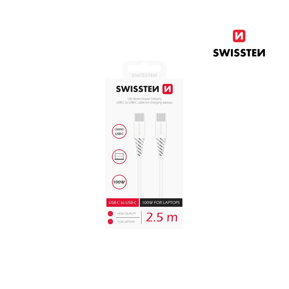 Cabo 2.5M USB-C para USB-C 100W PD Swissten