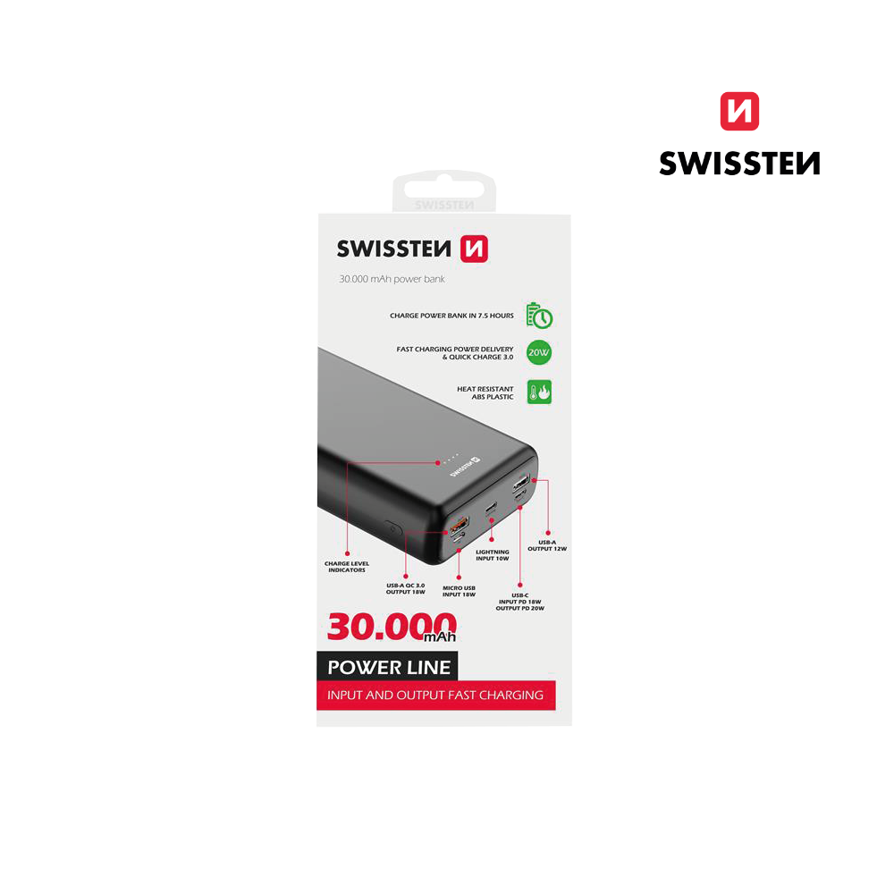 Power Bank 30000 mAh 20W Power Delivery Swissten