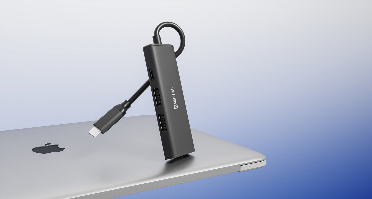 Adaptador HUB USB-C 4 em 1 Swissten (USB-C 100W, HDMI, 2x USB 3.0)