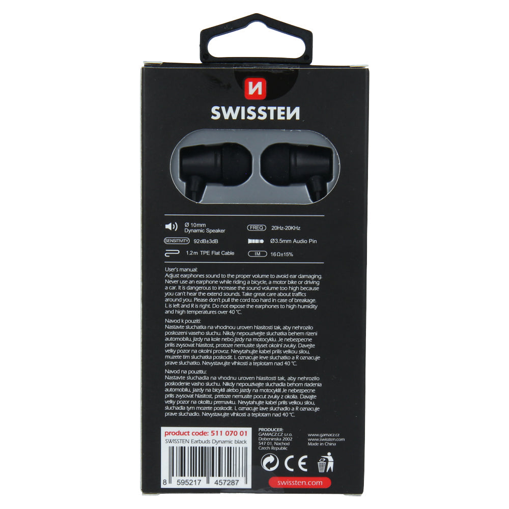 EarBuds Dinâmicos YS500 Preto Swissten