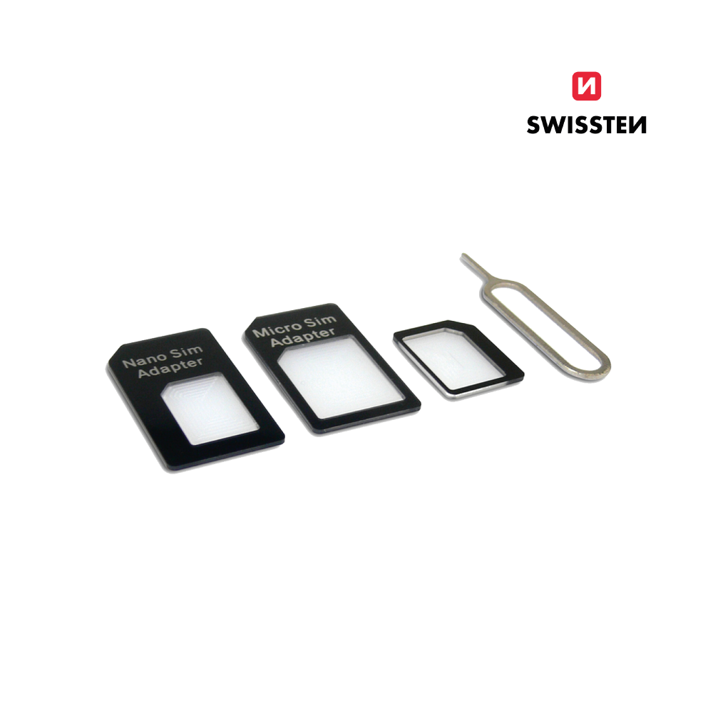 Adaptador SIM para MicroSIM e NanoSIM 4 em 1 Swissten