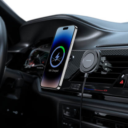 Suporte Magnético Compacto para carro com Carregador Wireless 15W Swissten