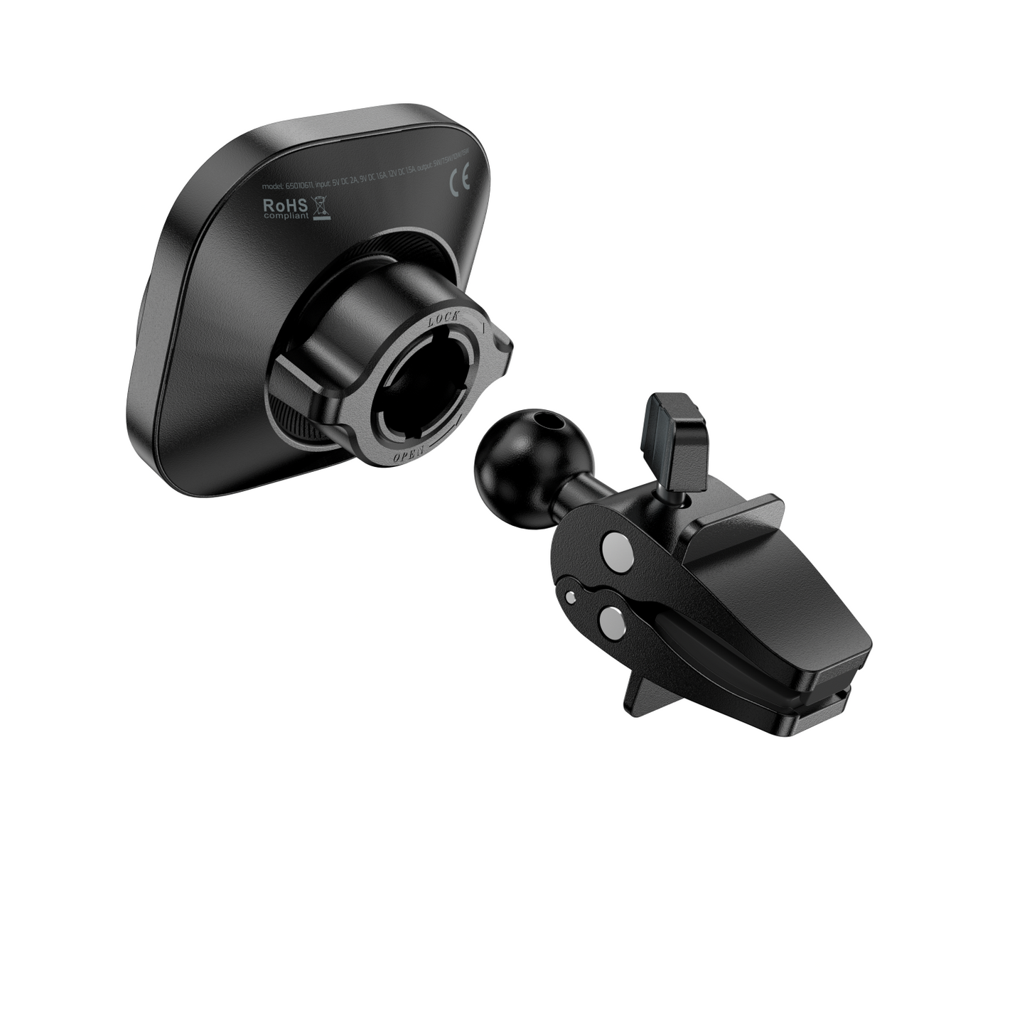 Suporte Magnético Compacto para carro com Carregador Wireless 15W Swissten