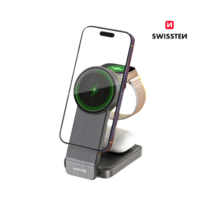 Carregador Wireless MagFold (MagSafe 3 em 1) 25W Swissten