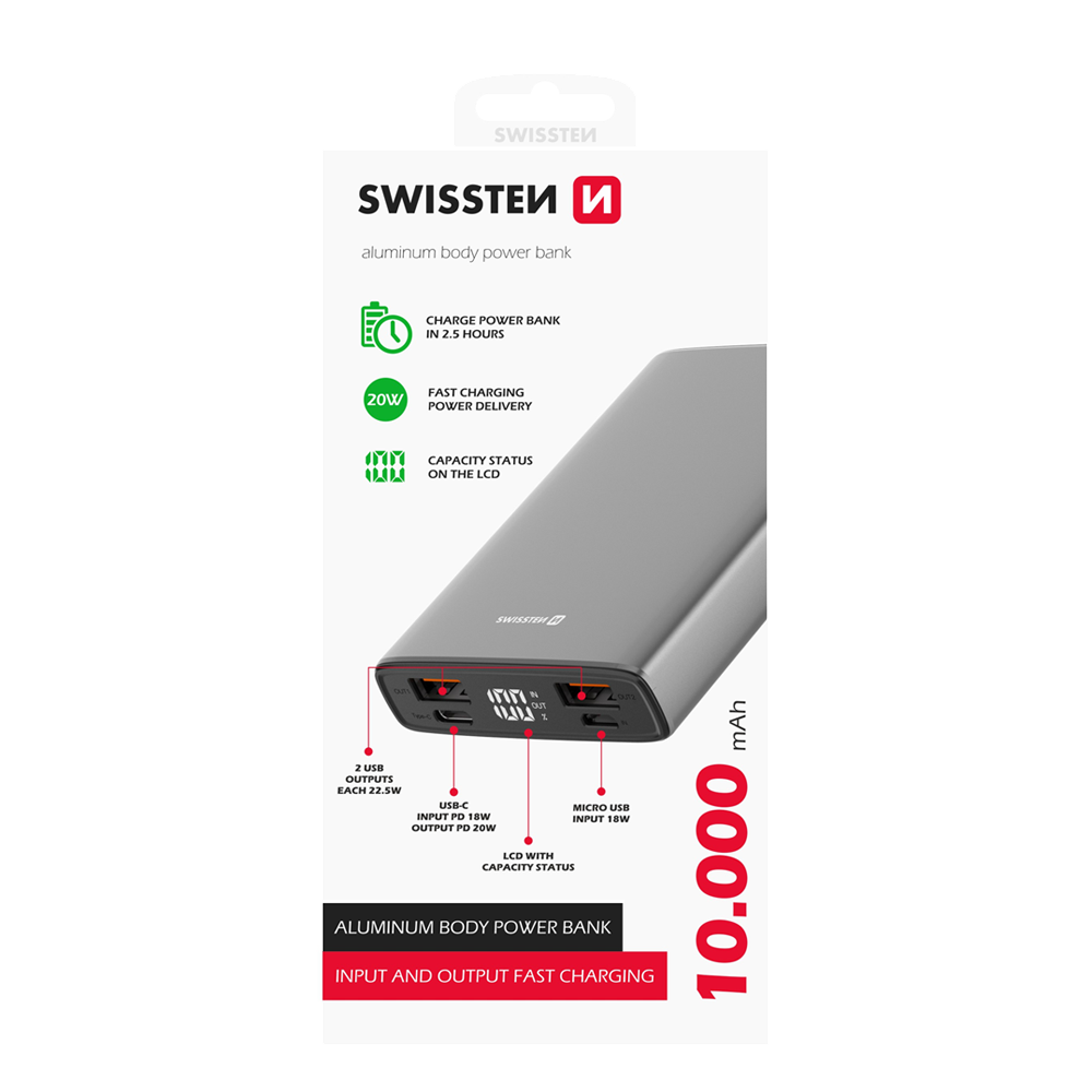 Power Bank 10000 mAh 20W Power Delivery Swissten
