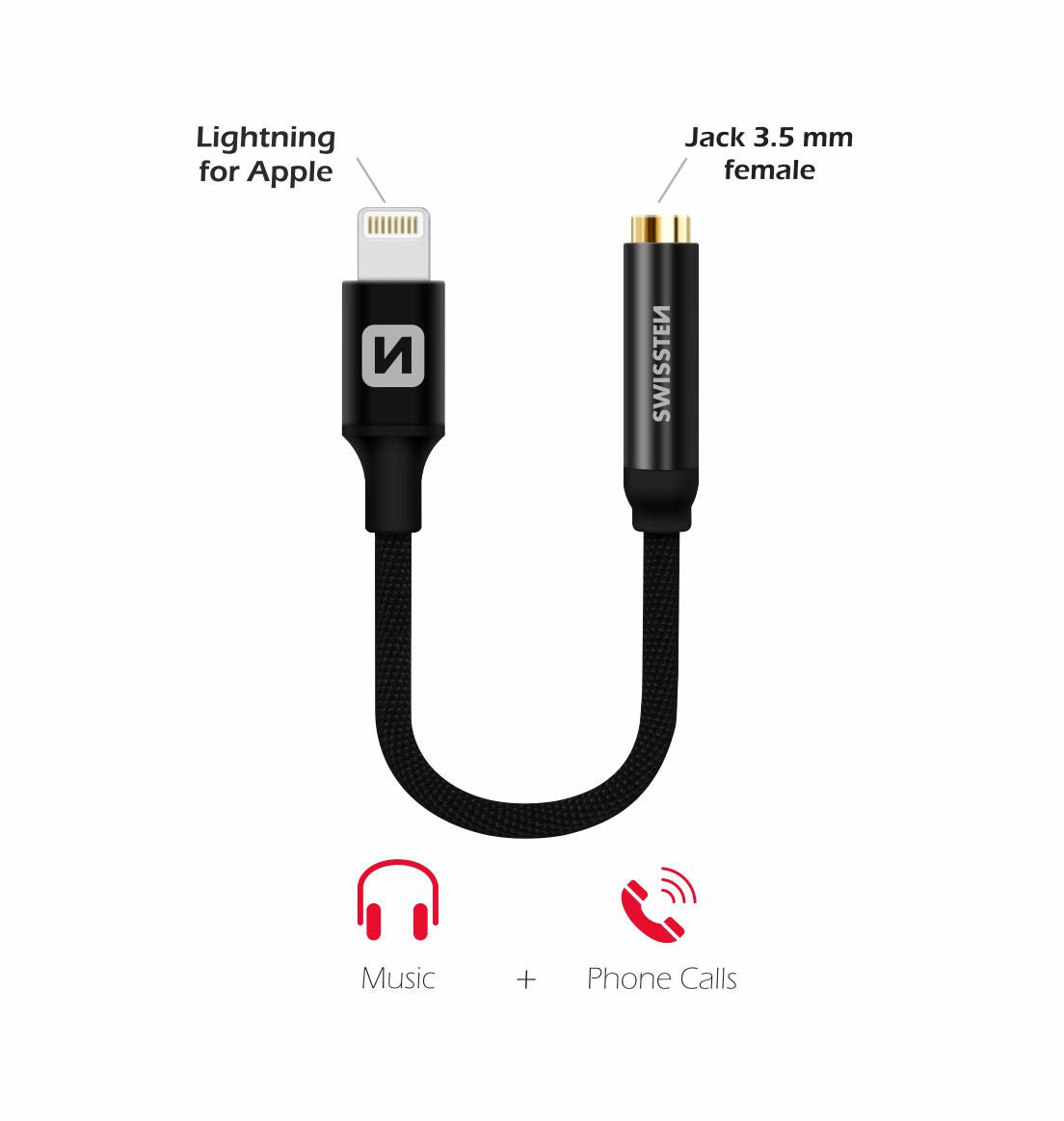 Adaptador Lightning para Jack 3.5mm 0,15M Swissten