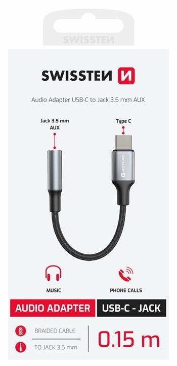 Adaptador USB-C para Jack 3.5mm 0,15M Swissten