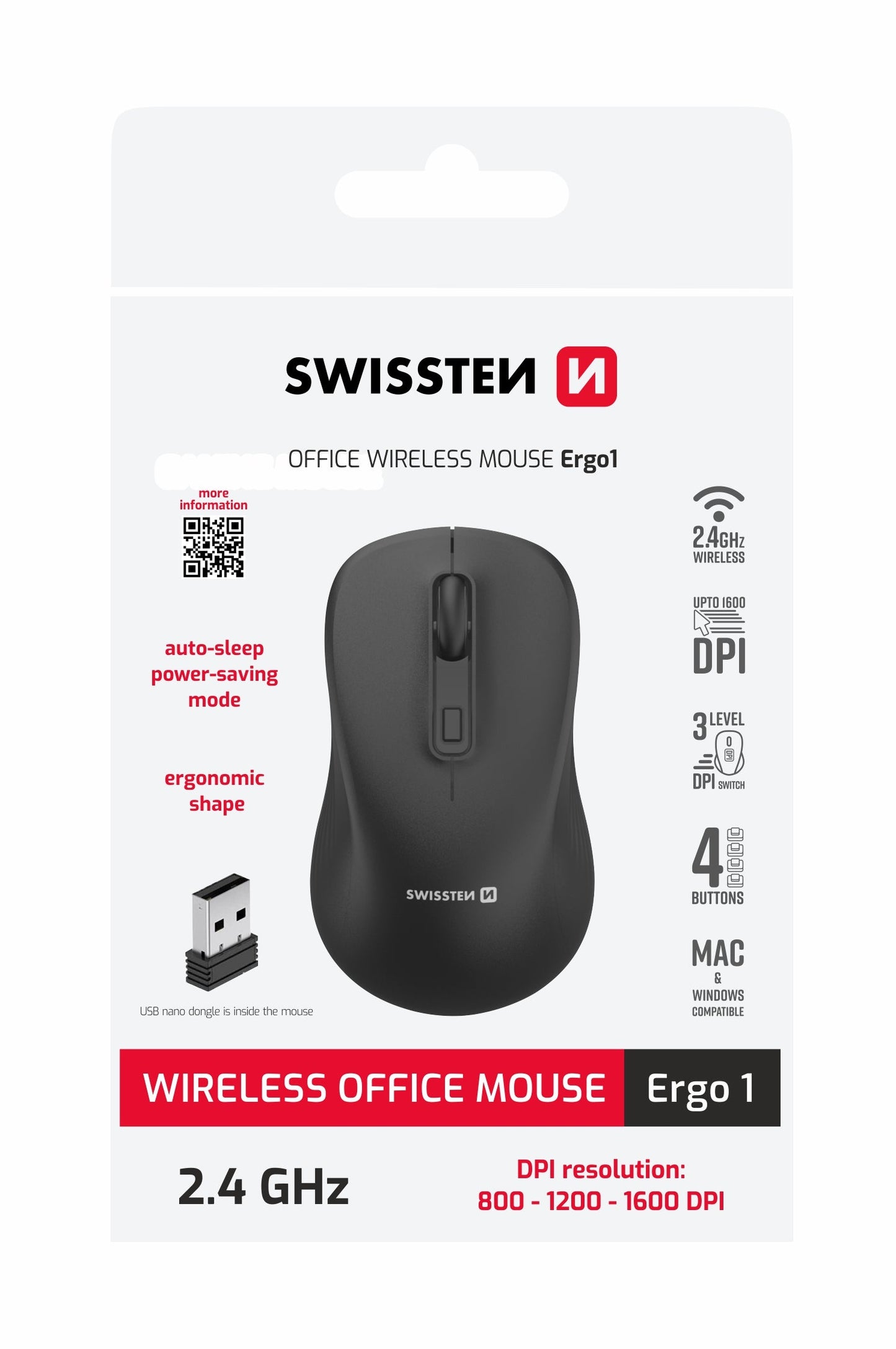 Rato Sem Fio Ergonómico ERGO1 Swissten