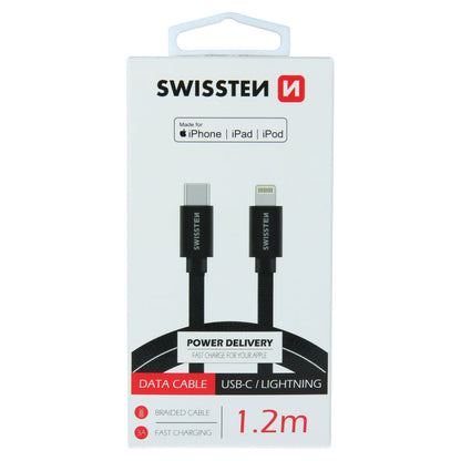 Cabo 1.2M Textile USB-C para Lightning MFI Swissten