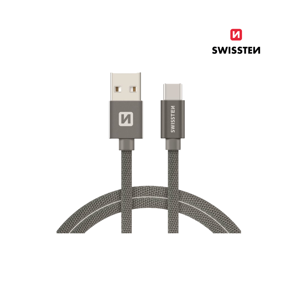 Cabo 1.2M Textile USB para USB-C Swissten