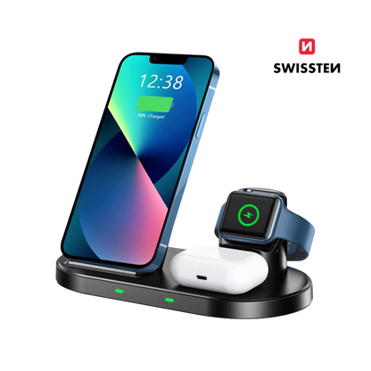 Carregador Wireless 3 em 1 15W Swissten