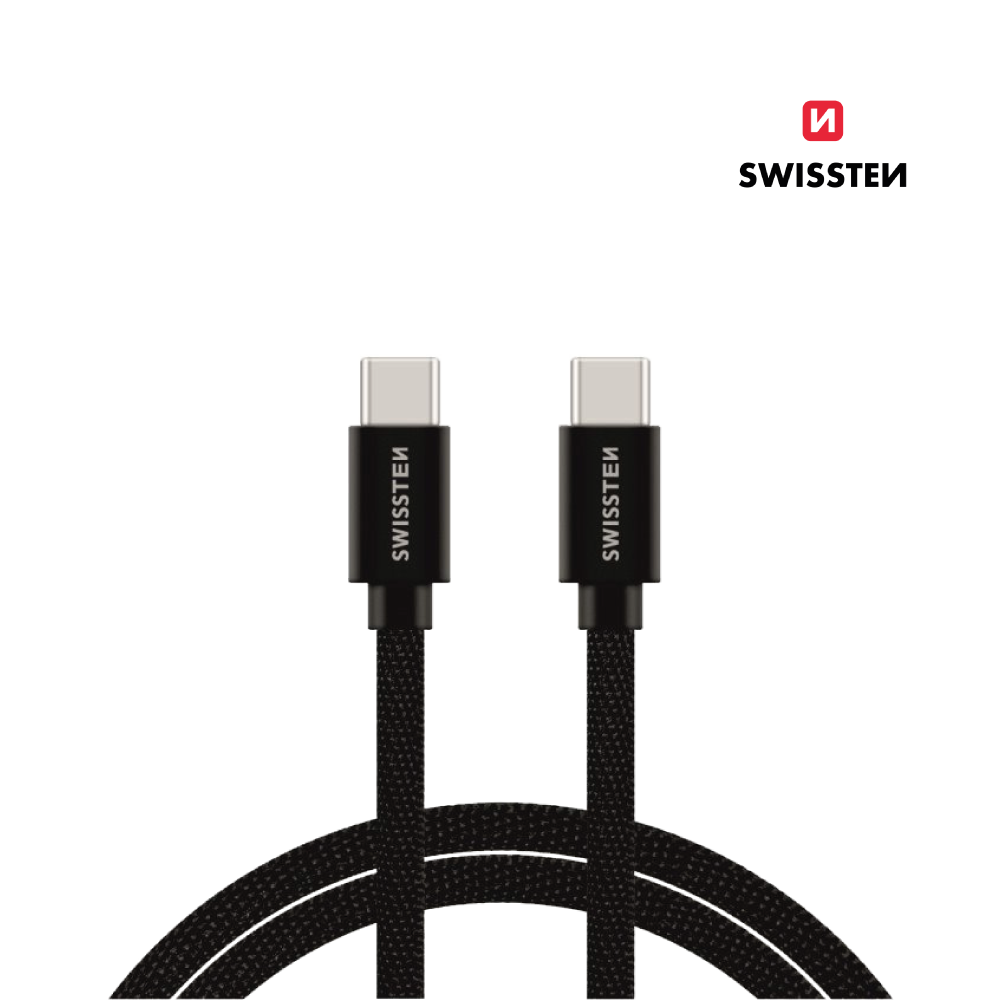 Cabo 1.2M Textile USB-C para USB-C Swissten